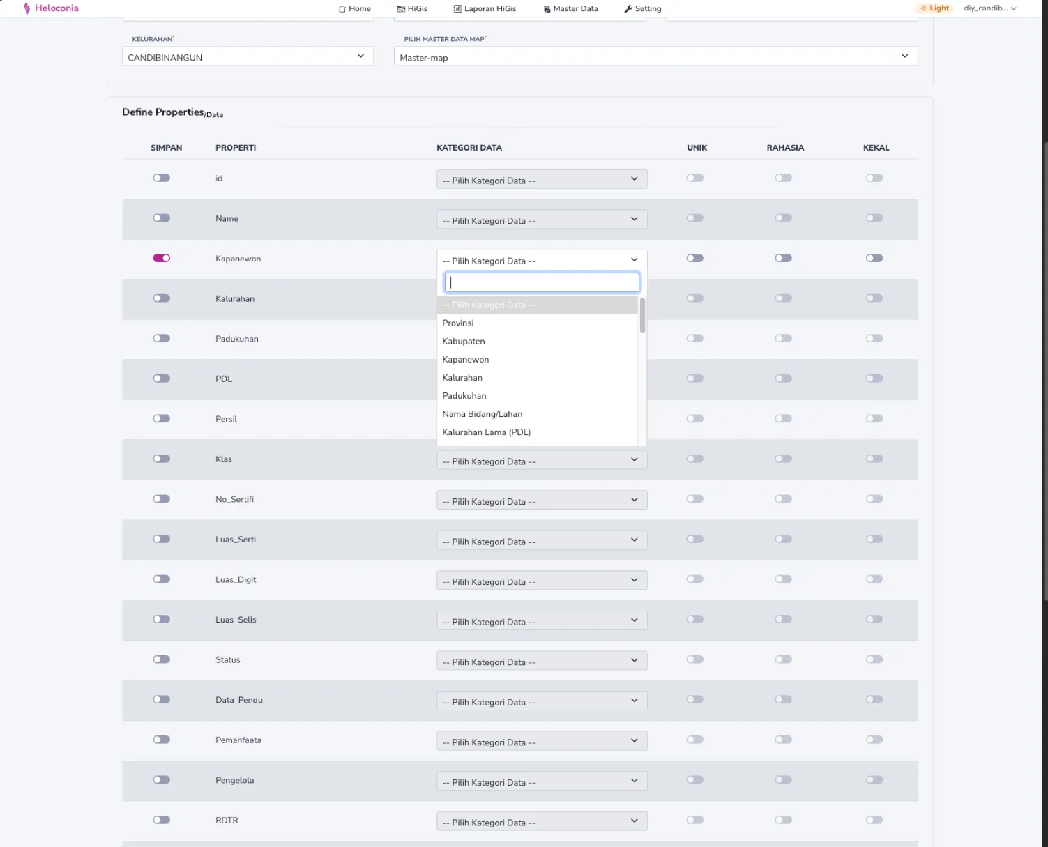 Tangkapan Layar - Proses Import Data (SHP/KMZ/GeoJson)