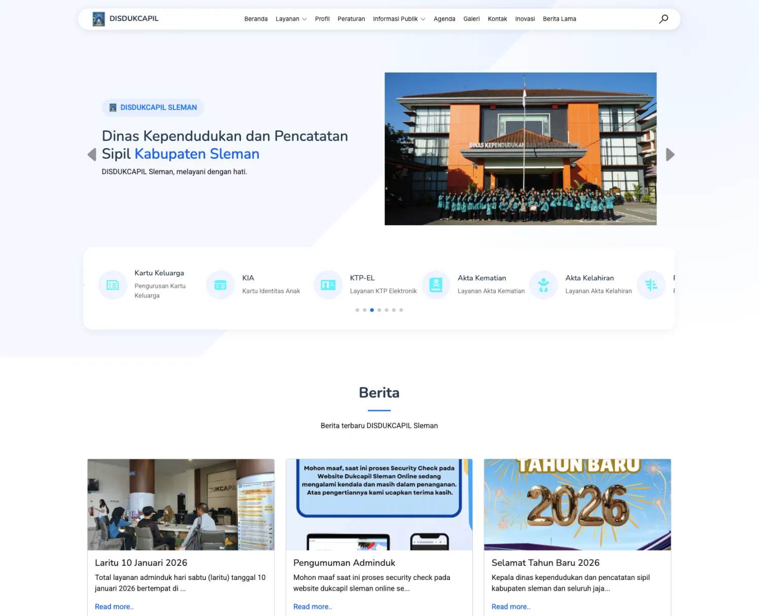 Tangkapan Layar - dukcapil.slemankab.go.id